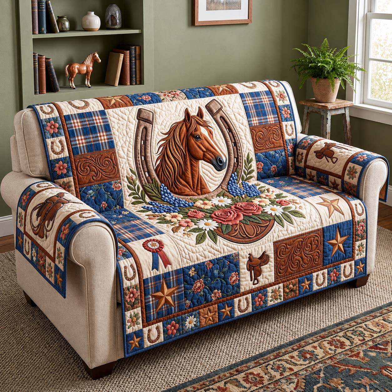 Lucky Stallion Quilted Sofa Cover Cozy Lucky Couch Cover Great Home Decor Finds