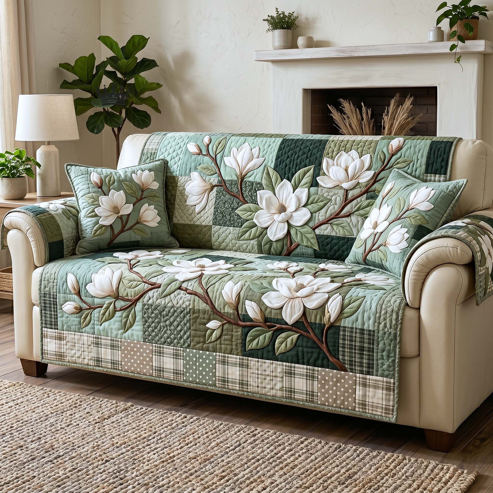 Magnolia Grace Quilted Sofa Cover Magnolia Garden Couch Cover Home Gift