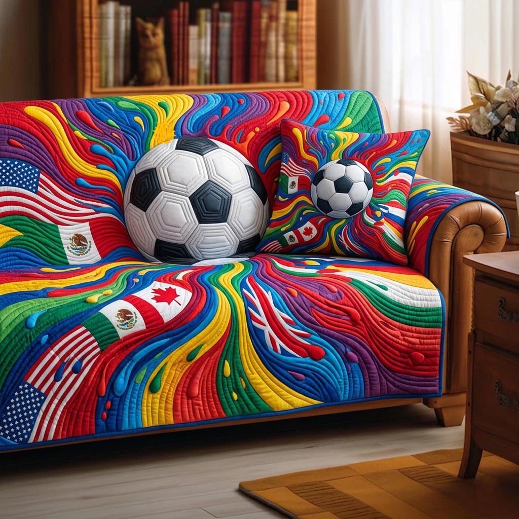 Match Day Quilted Sofa Cover Rustic Match Couch Cover Gift For Home Lover