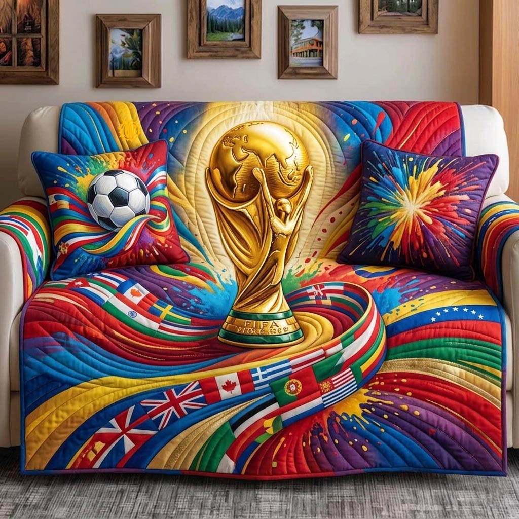 Match Day Quilted Sofa Cover Vintage Match Couch Cover Gifts For Home Lovers