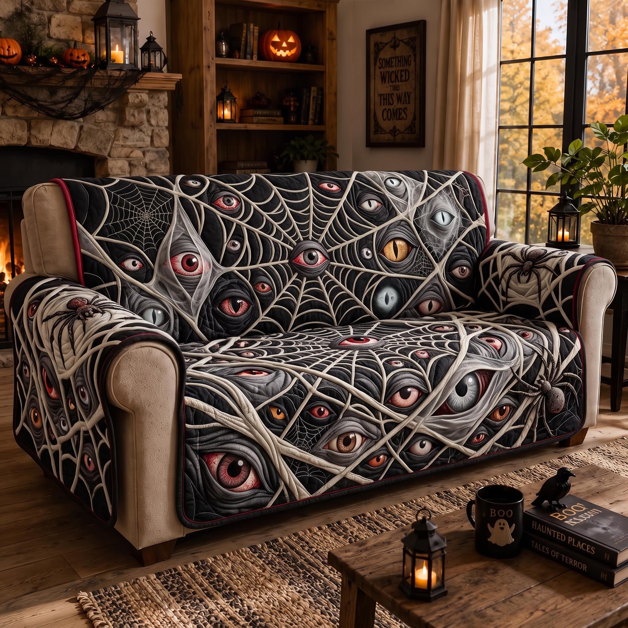 Midnight Haunt Quilted Sofa Cover Haunted Spirit Couch Cover Interior Design Gift Ideas