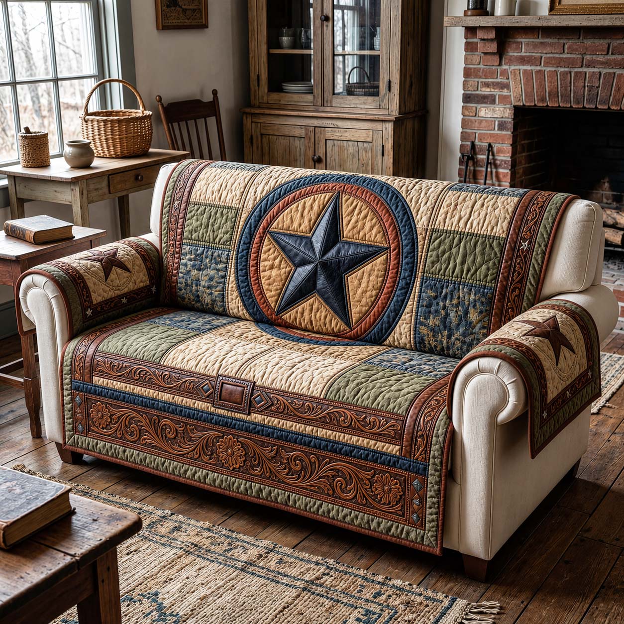 Midnight Ranch Quilted Sofa Cover Rustic Midnight Couch Cover Room Gift For Him