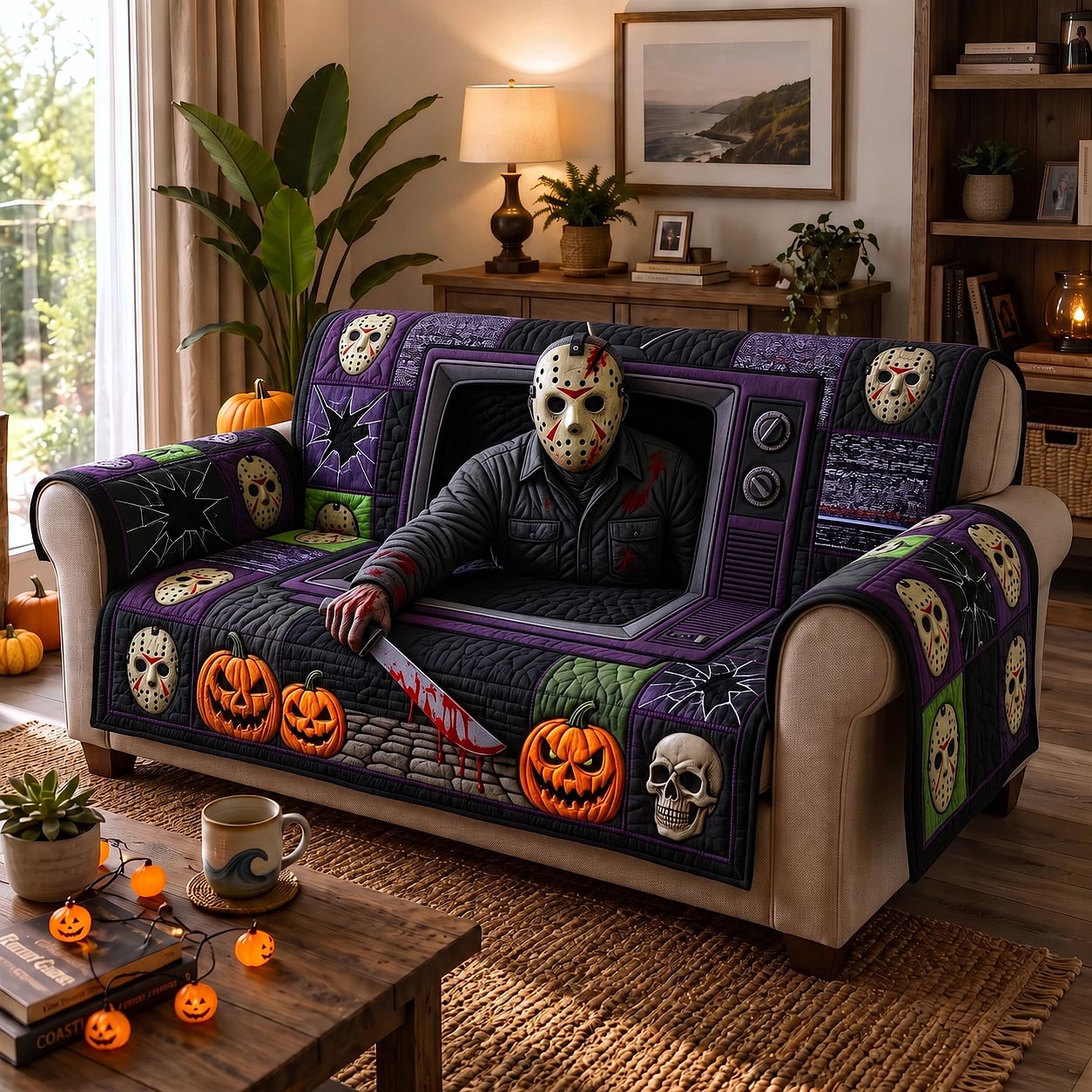 Midnight Slasher Quilted Sofa Cover Midnight Slasher Couch Cover Unique Home Decor Finds