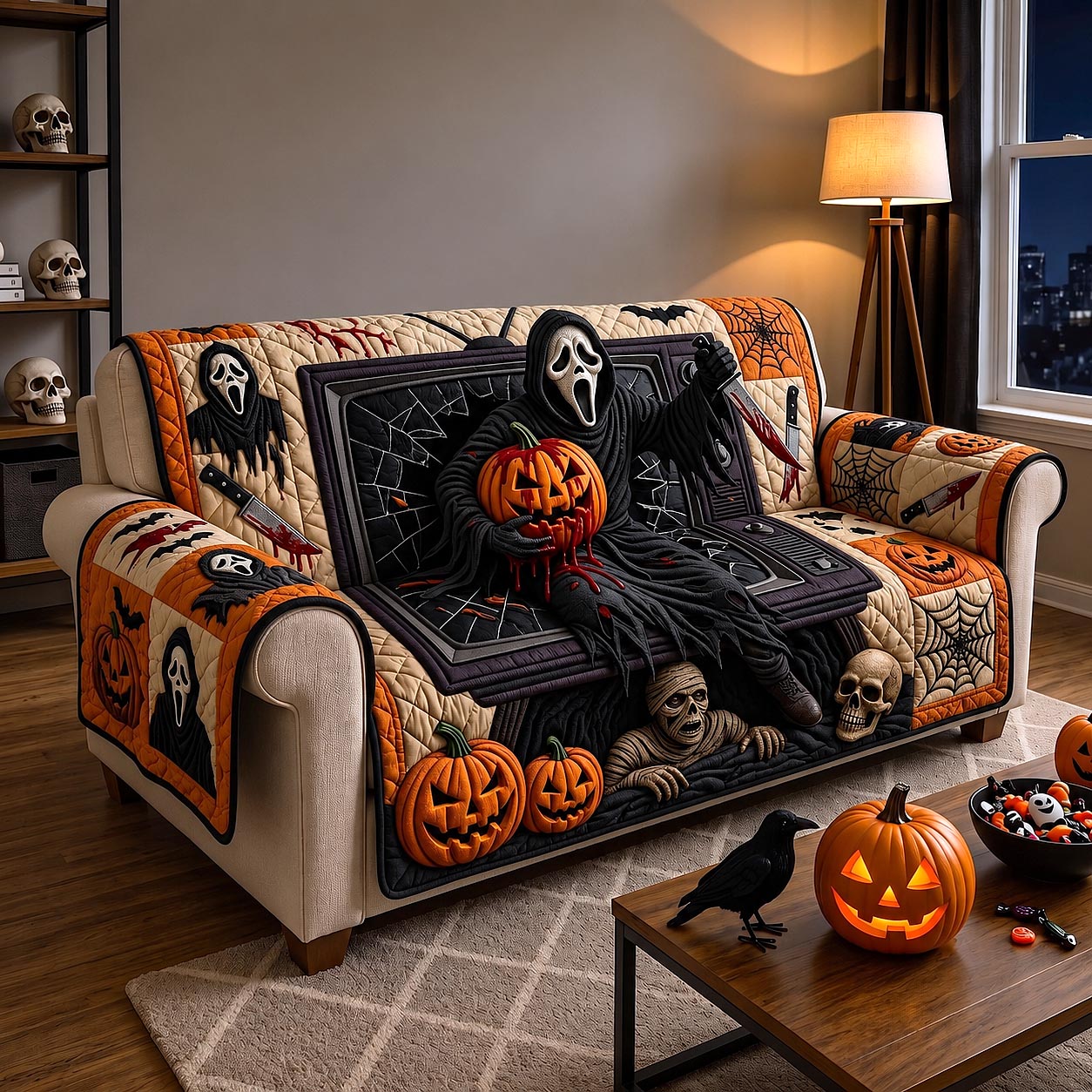 Midnight Slasher Quilted Sofa Cover Slasher Night Couch Cover Cute Room Decor Finds