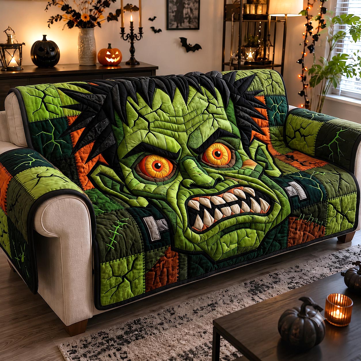 Monster Awakens Quilted Sofa Cover Monster Spirit Couch Cover Room Gift For Him