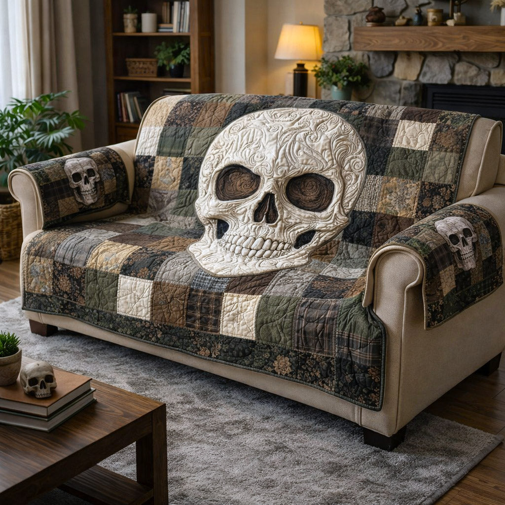 Mystique Skull Quilted Sofa Cover Dark Skull Couch Cover Cool Gift