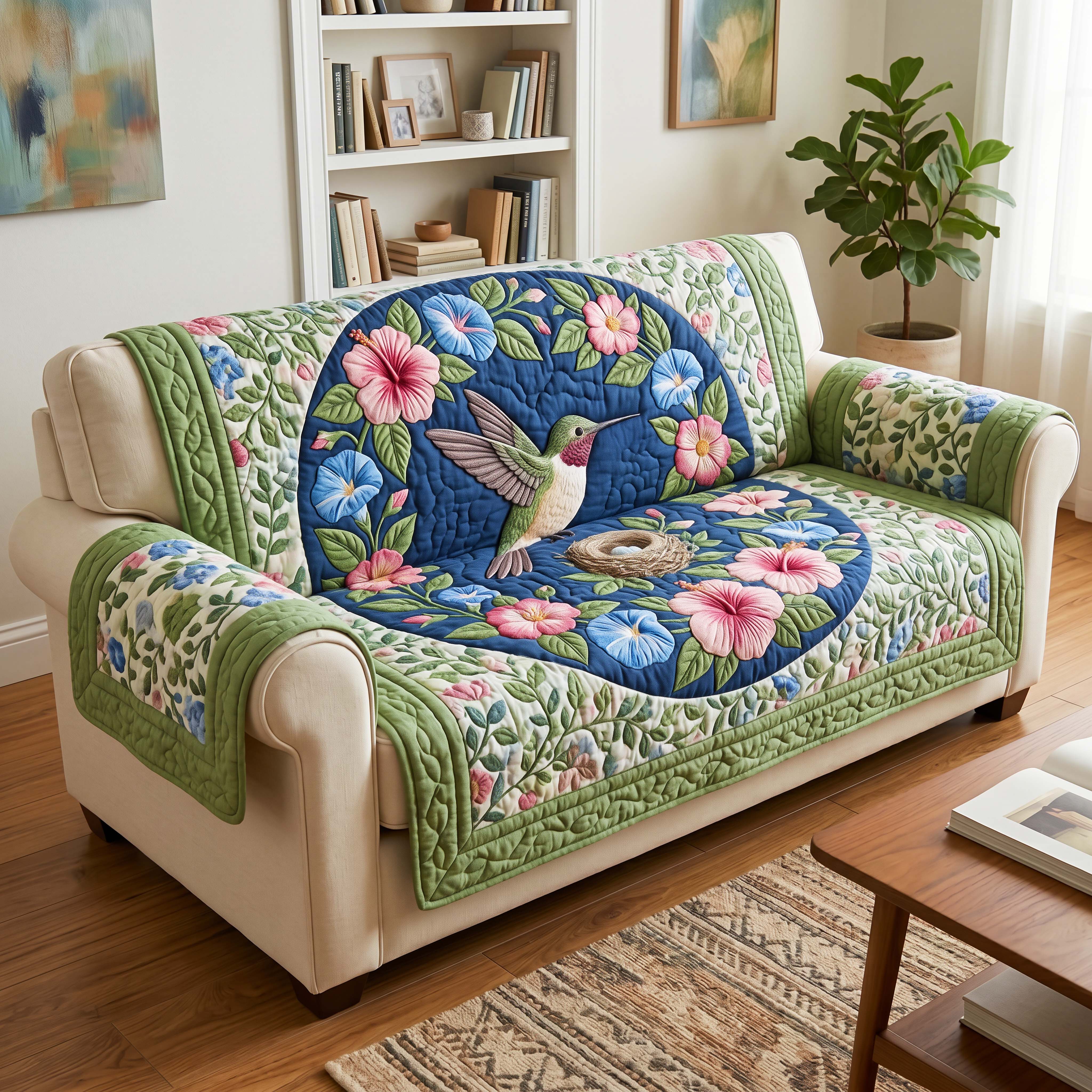 Nest Blossom Quilted Sofa Cover Cozy Nest Couch Cover Great Housewarming Gift Ideas