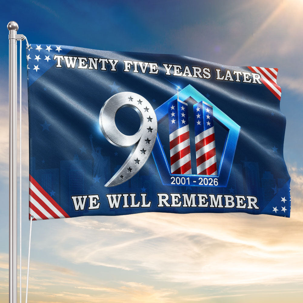 Never Forget 911 Grommet Flag Memorial 25 Years Patriot Day Gift Ideas