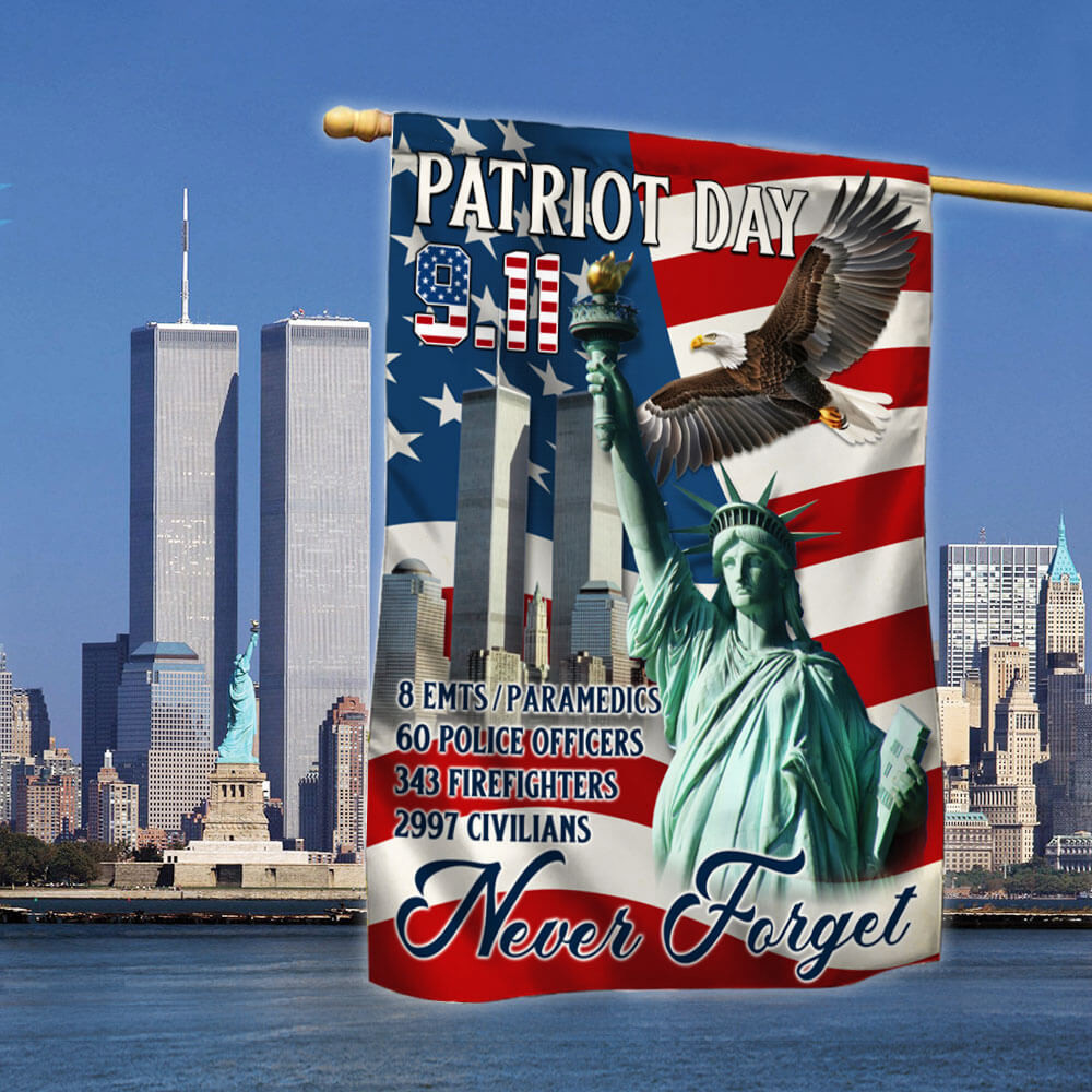 Never Forget Patriot Day 9 11 Memorial American Flag Twin Towers Anniversary Flag Home Decor