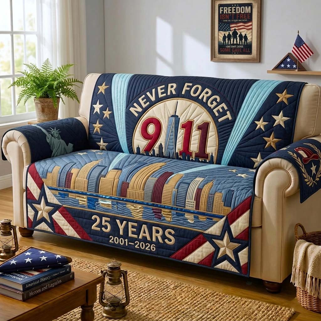 New York Remembers 25 Years Qulited Sofa Cover Home Comfort Couch Cover Top Decor Gift