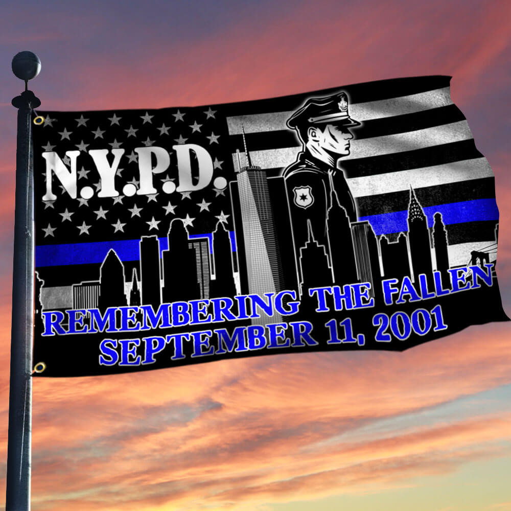NYPD 911 Patriot Day Flag Remembering The Fallen Grommet Flag Freedom Gift For Americans