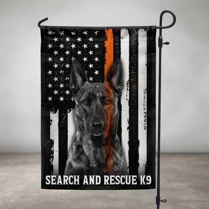 Orange Thin Line Flag Dutch Shepherd Dog Search And Rescue K9 US Flag Dog Lovers Gift