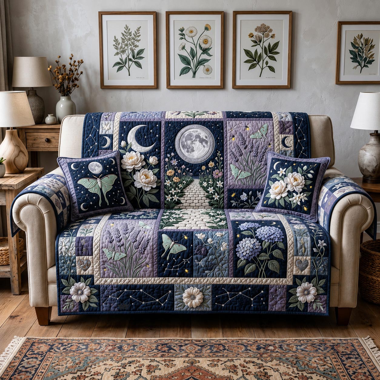 Patchwork Story Quilted Sofa Cover Cozy Patchwork Couch Cover Home Gifts For Him
