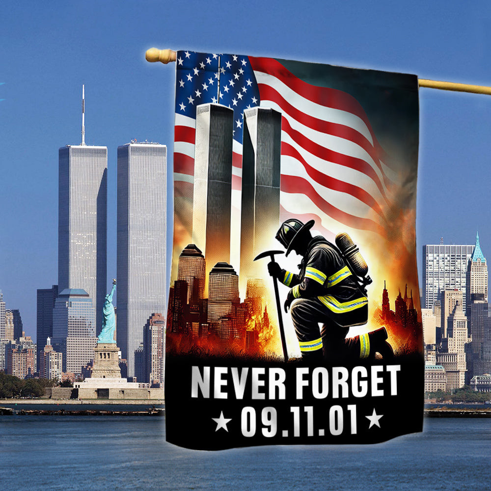 Patriot Day 343 Firefighter Flag Never Forget 9 11 Memorial Day Kneeling Firefighter Flag