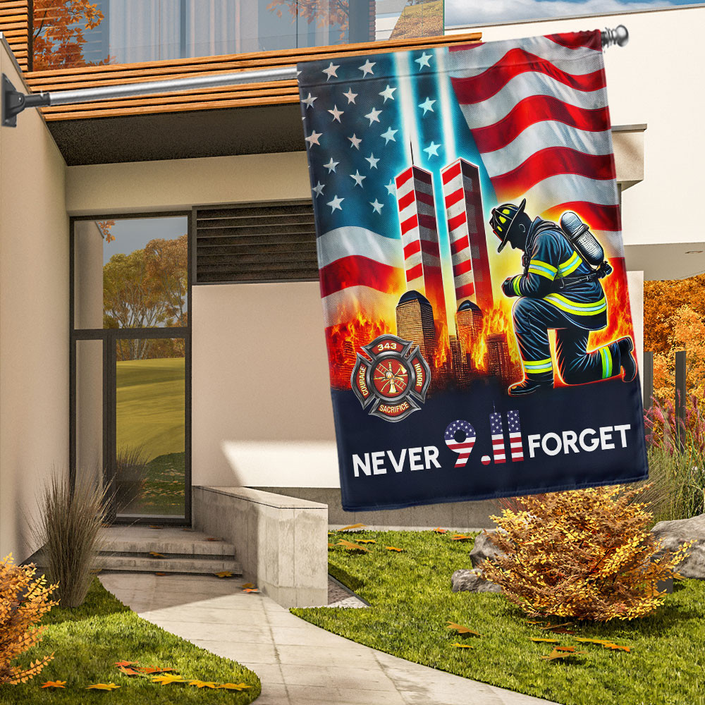 Patriot Day 911 Never Forget Flag Firefighter Twin Tower American Flag Memorial Gift