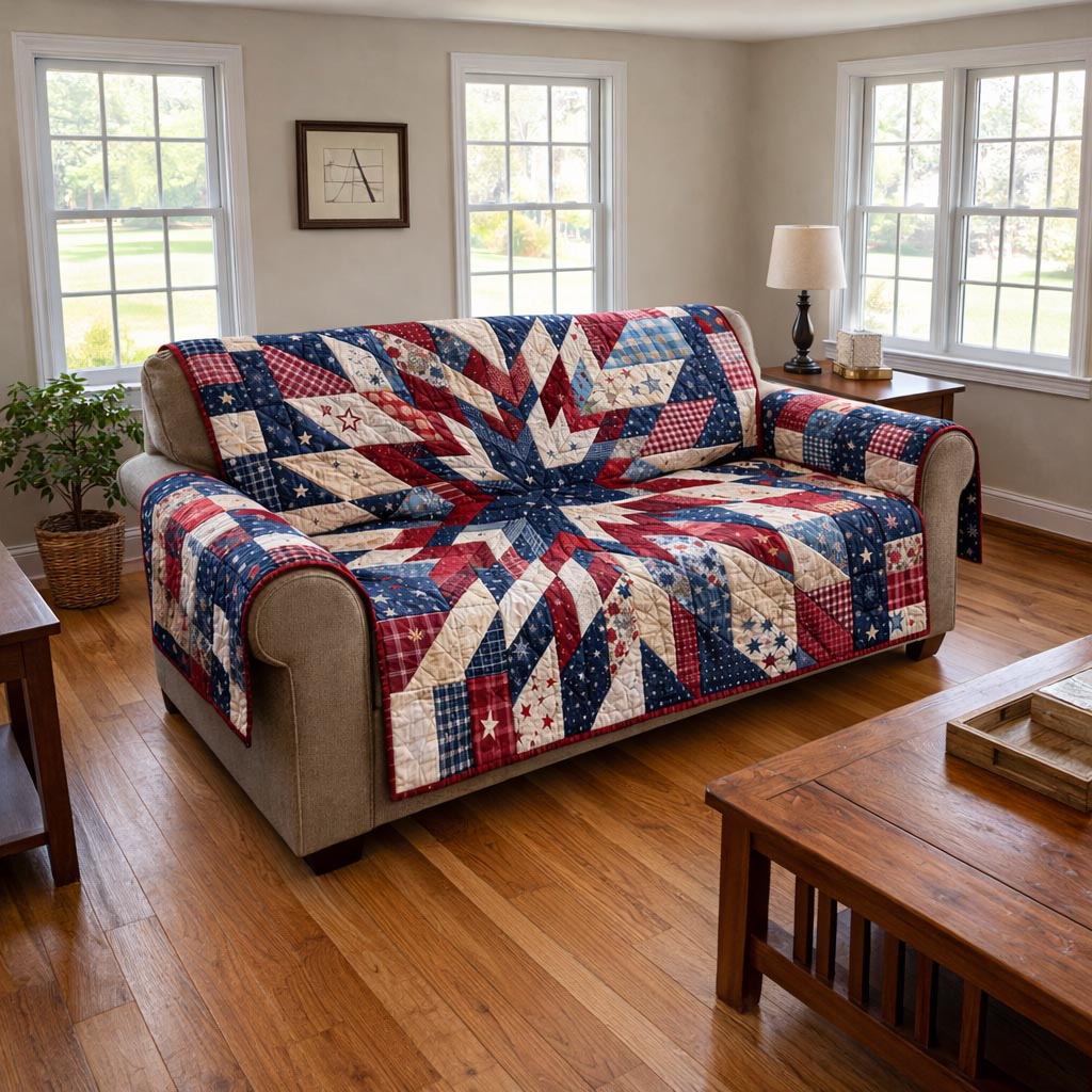 Patriot Legacy Quilted Sofa Cover Classic Patriot Couch Cover Unique Room Decor Gifts