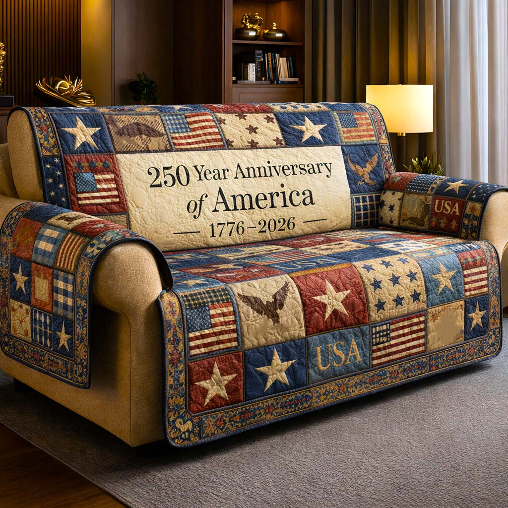 Patriot Palette Quilted Sofa Cover Festive Patriot Couch Cover Interior Design Gift Ideas