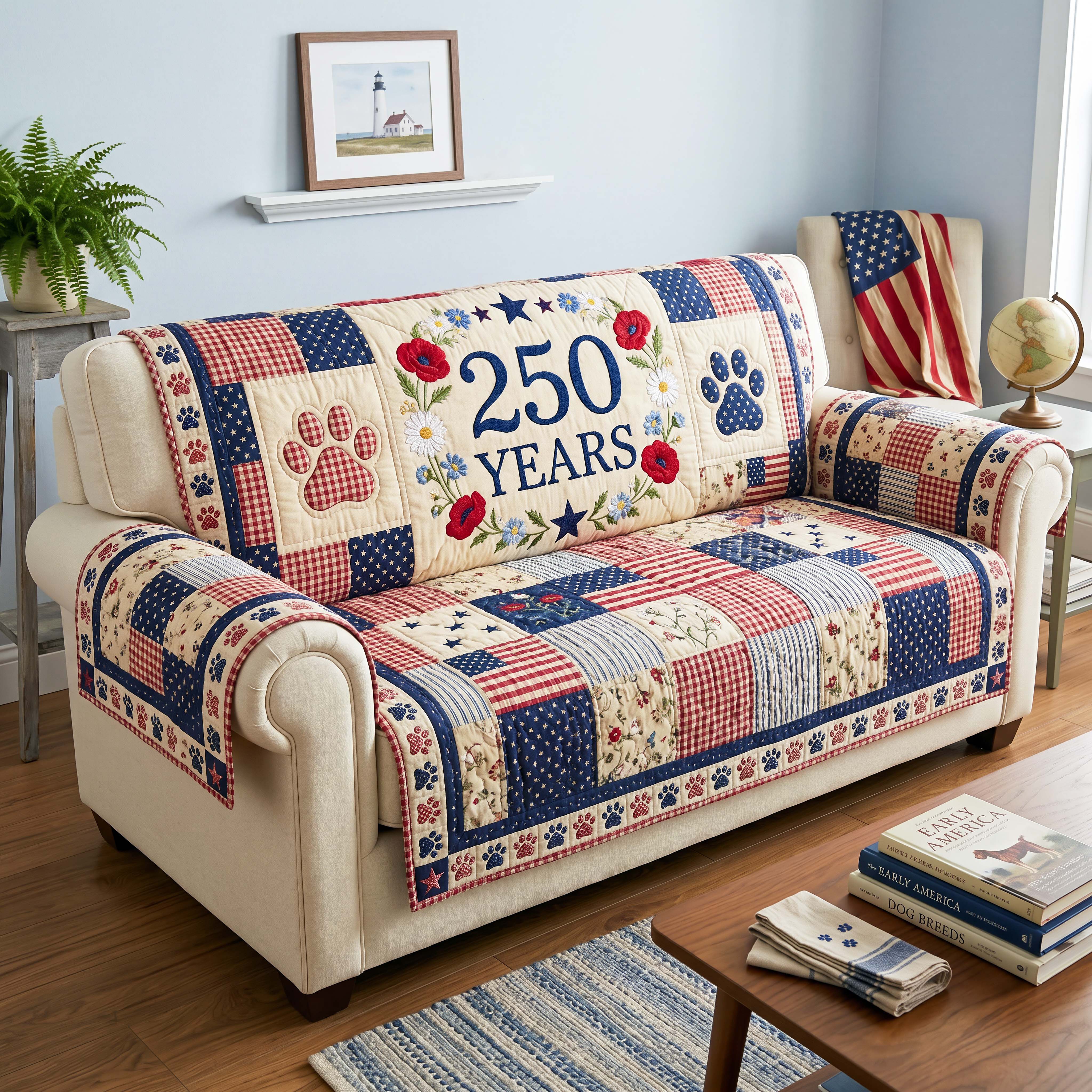 Paw Garden Quilted Sofa Cover Cozy Paw Couch Cover Cozy Gift