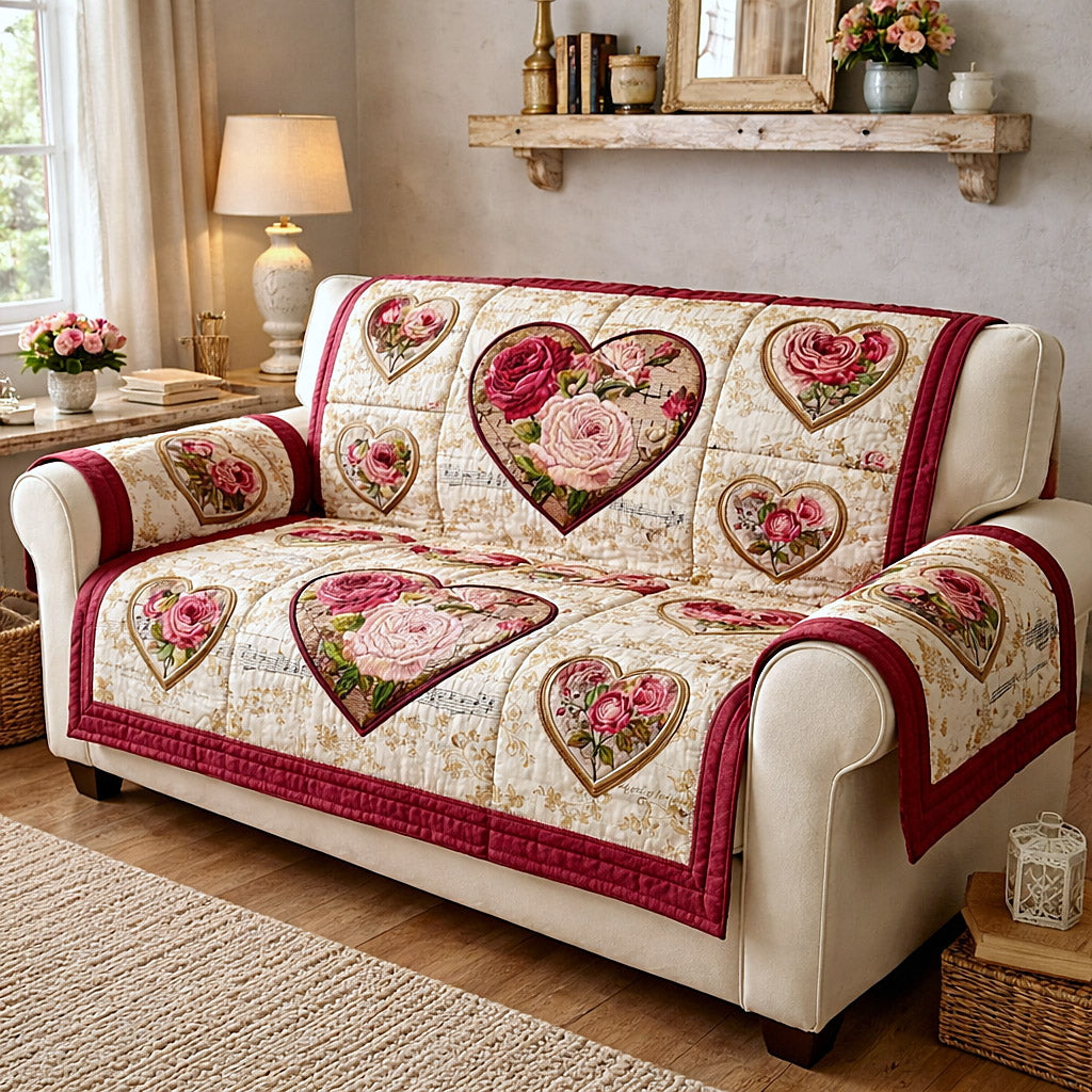 Petal Panels Quilted Sofa Cover Classic Petal Couch Cover Room Gift For Him