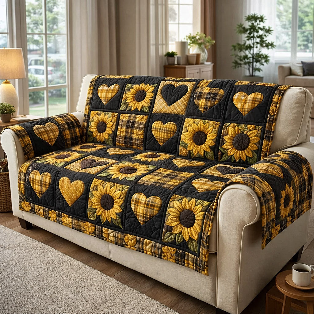 Petal Panels Quilted Sofa Cover Festive Petal Couch Cover Home Decor Gift