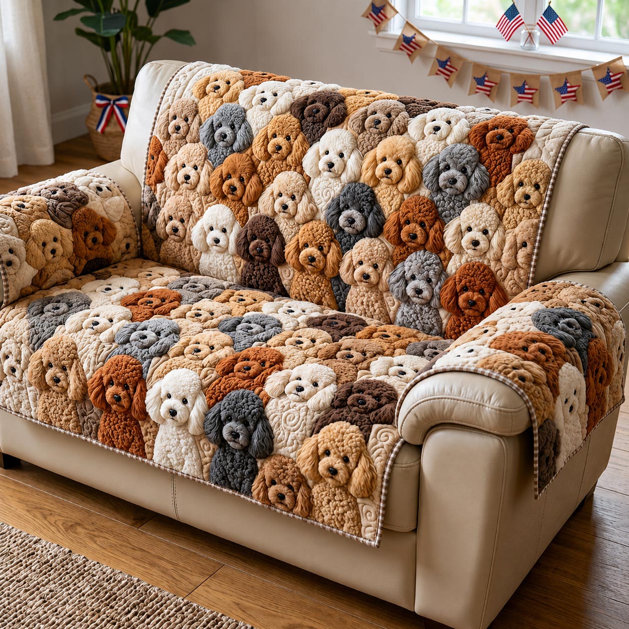 Poodle Soul Quilted Sofa Cover Poodle Love Couch Cover Decor Gift