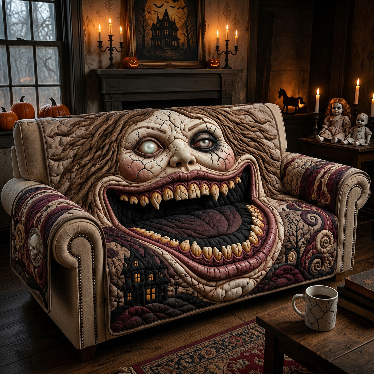 Possessed Doll Quilted Sofa Cover Possessed Doll Couch Cover Home Decor Ideas