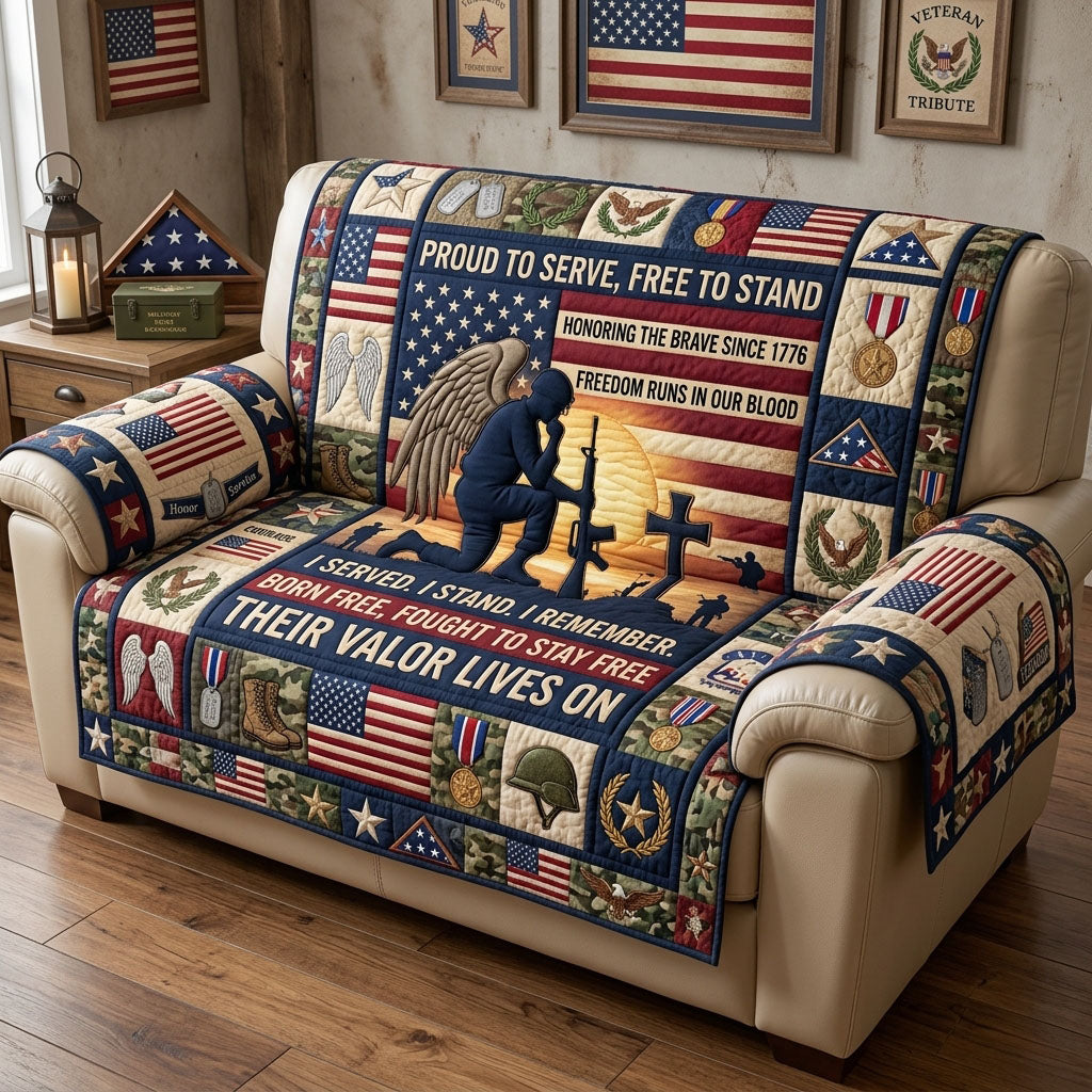 Proud to Serve Quilted Sofa Cover Service Pride Couch Cover Gift For Room Decor
