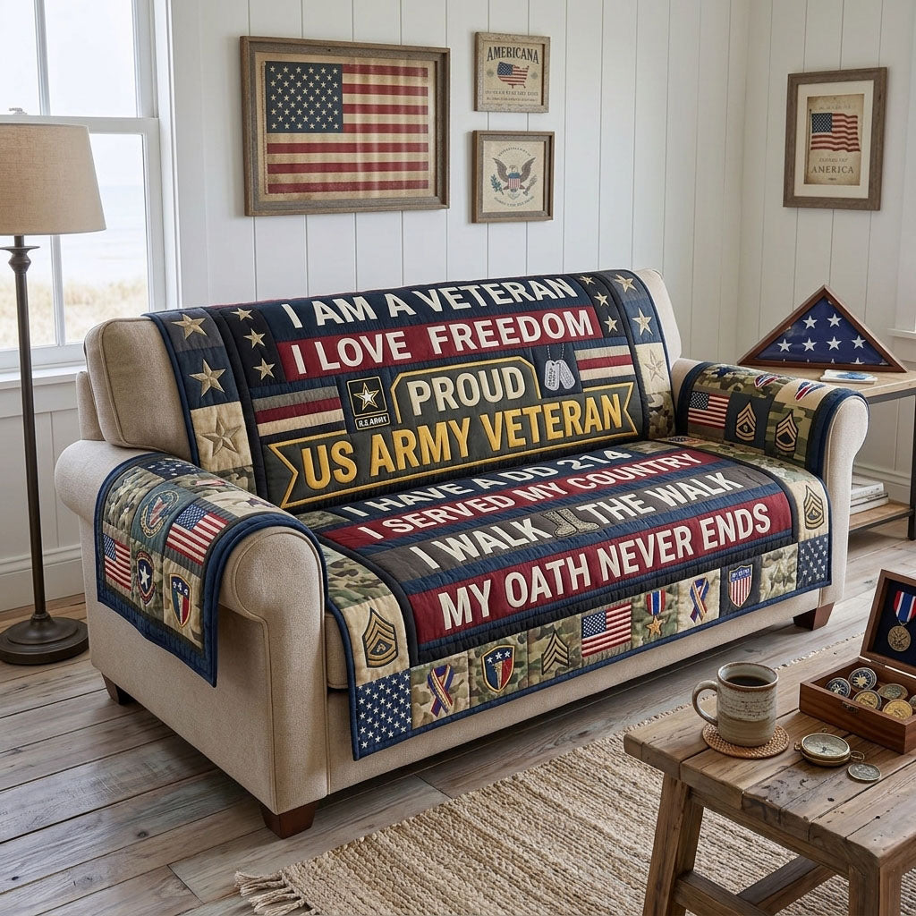 Proud US Army Quilted Sofa Cover Army Honor Couch Cover Best Home Decor Gifts