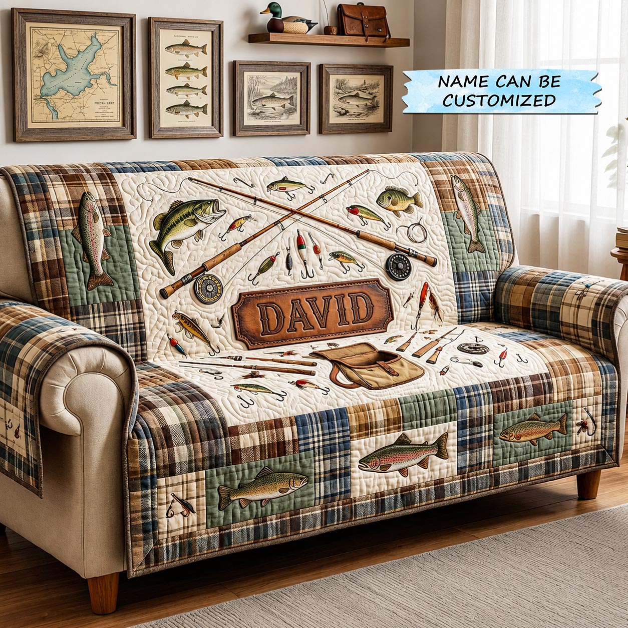 River Spirit Quilted Sofa Cover River Spirit Couch Cover Gift For Room Lovers