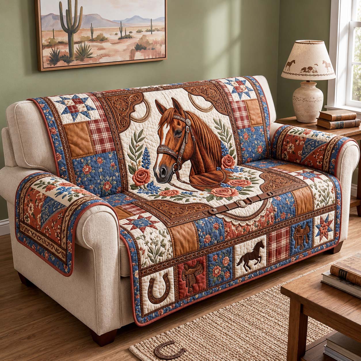 Rustic Bridle Quilted Sofa Cover Rustic Life Couch Cover Unique Home Decor Finds
