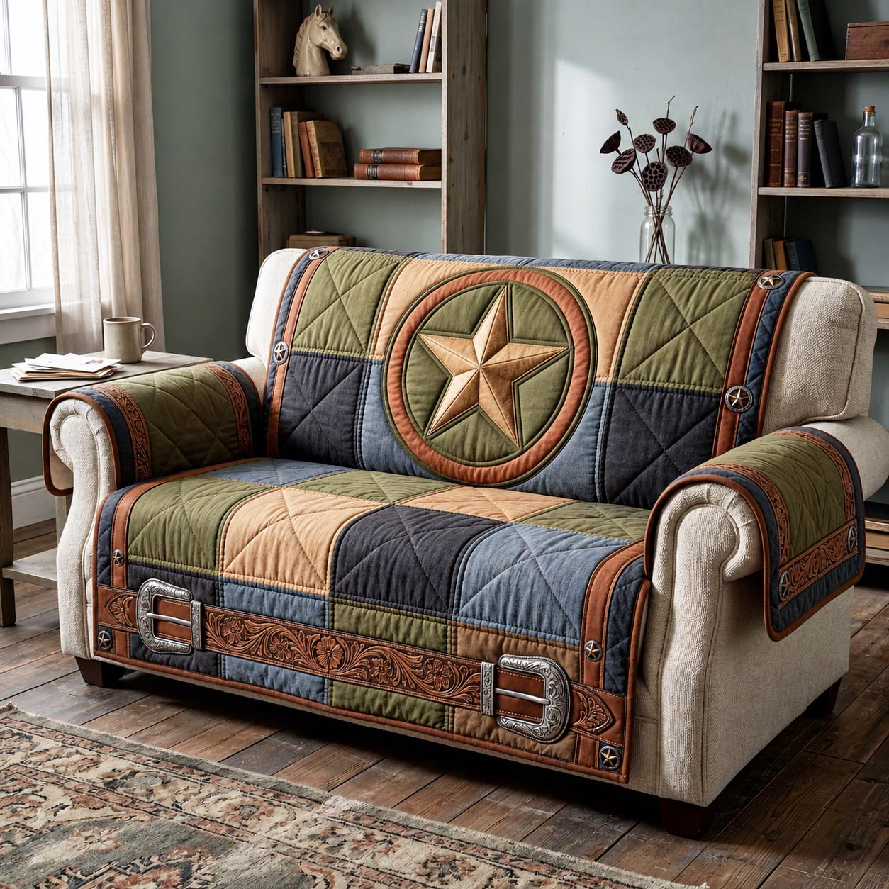 Sage Buckle Quilted Sofa Cover Cozy Sage Couch Cover Gift For New Homeowners