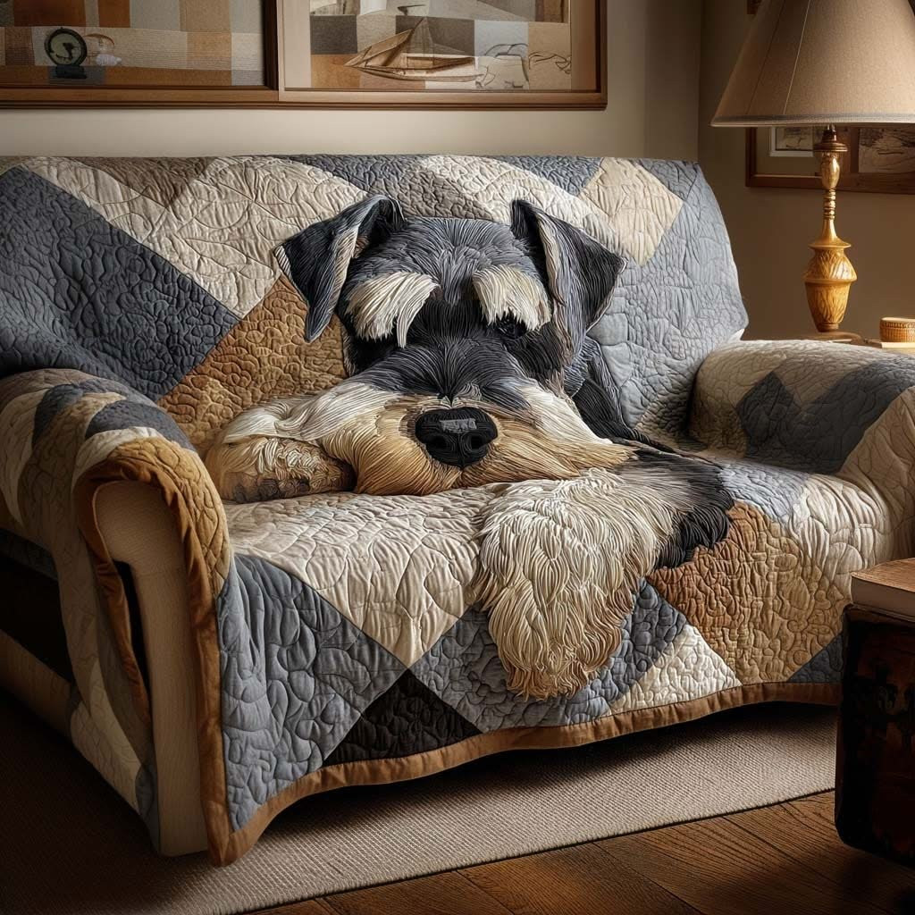 Schnauzer Dog Quilt Sofa Cover Pet Lover Home Decor Gift For Dog Lovers