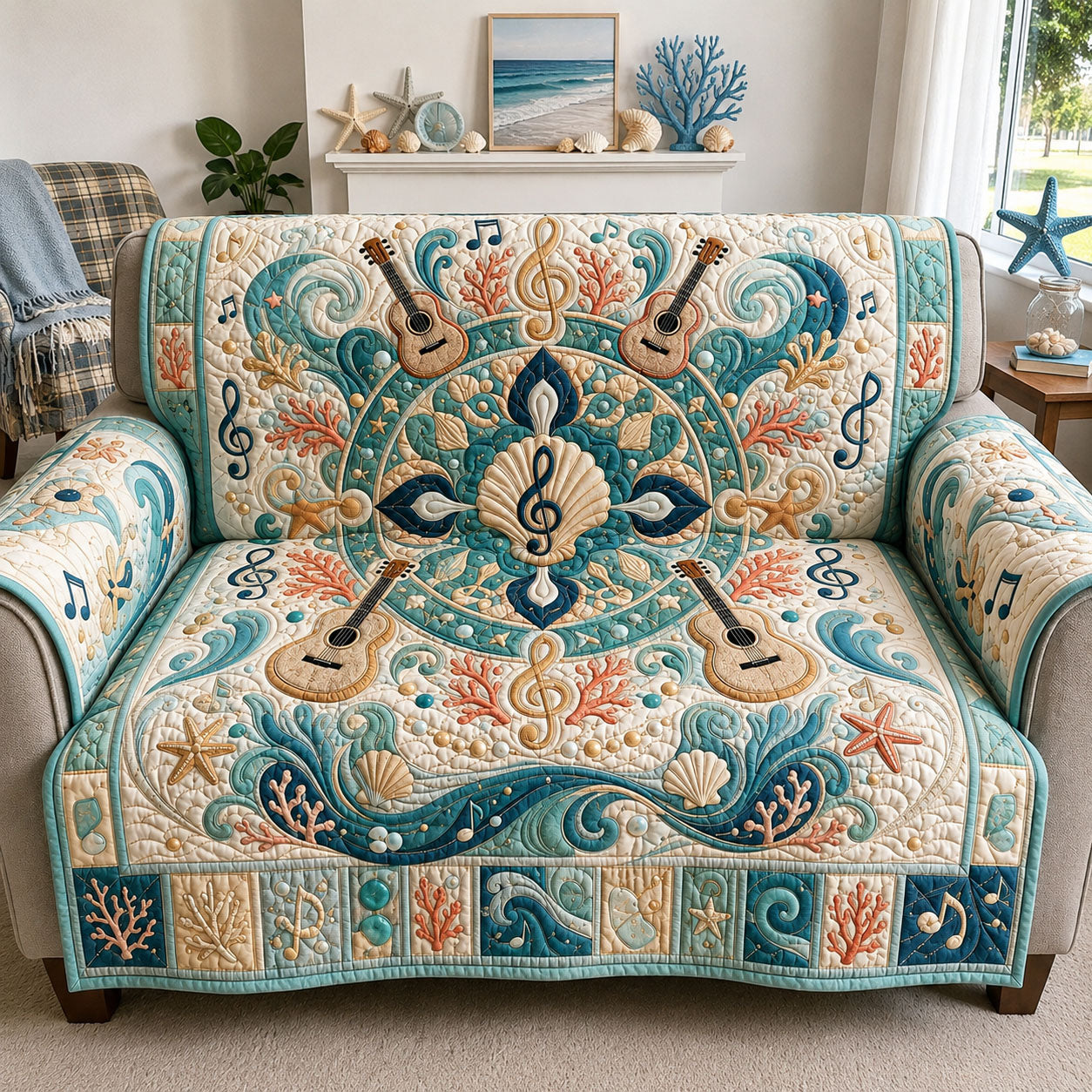 Sea Breeze Beats Quilted Sofa Cover Cozy Living Couch Cover New Home Ideas