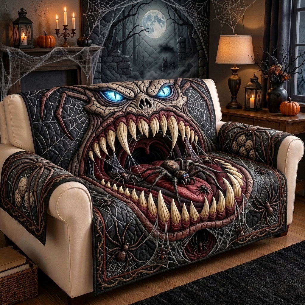 Spider Nest Monster Quilted Sofa Cover Spooky Monster Couch Cover Home Decor Gift