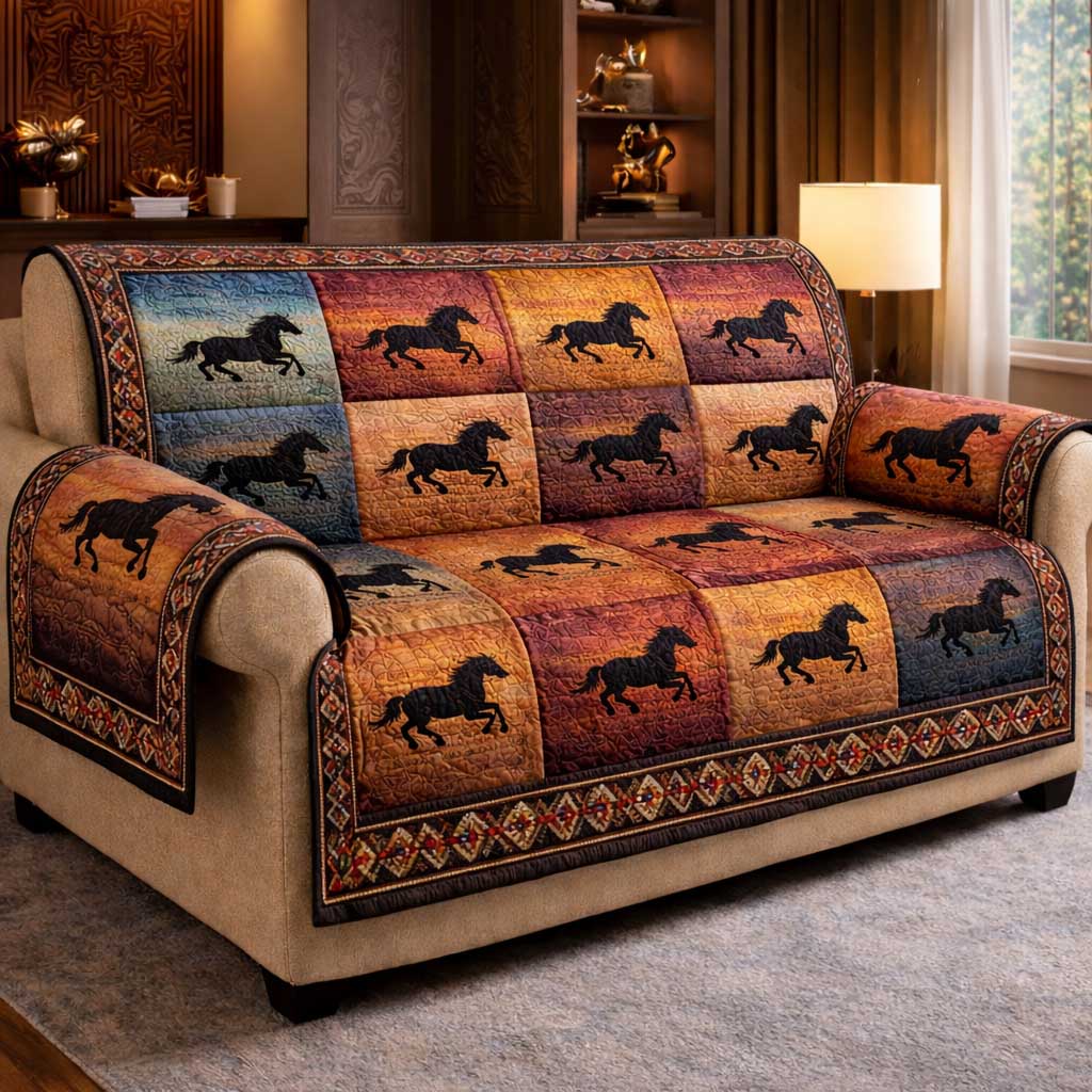 Spirit Stallion Quilted Sofa Cover Cozy Spirit Couch Cover Best Decor Gift