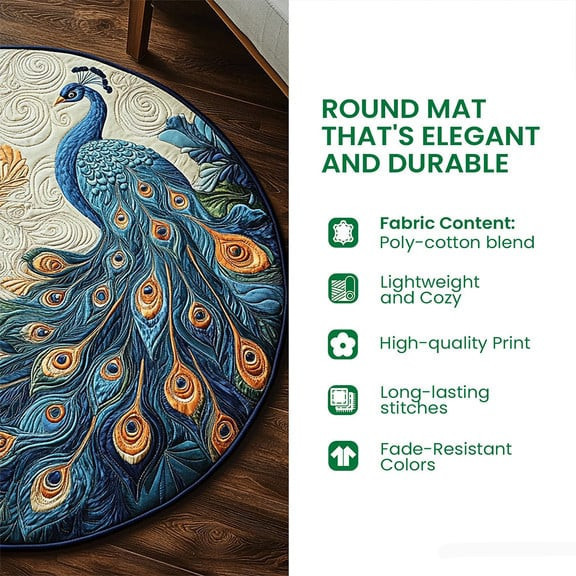 Spooky Vibes Halloween Quilted Round Mat Halloween Pumpkins Patchwork Merch Halloween Home Gift - Image 3