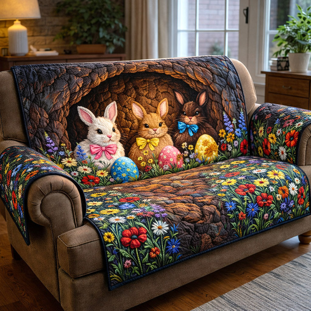 Spring Hopper Quilted Sofa Cover Spring Garden Couch Cover Top Decor Gift
