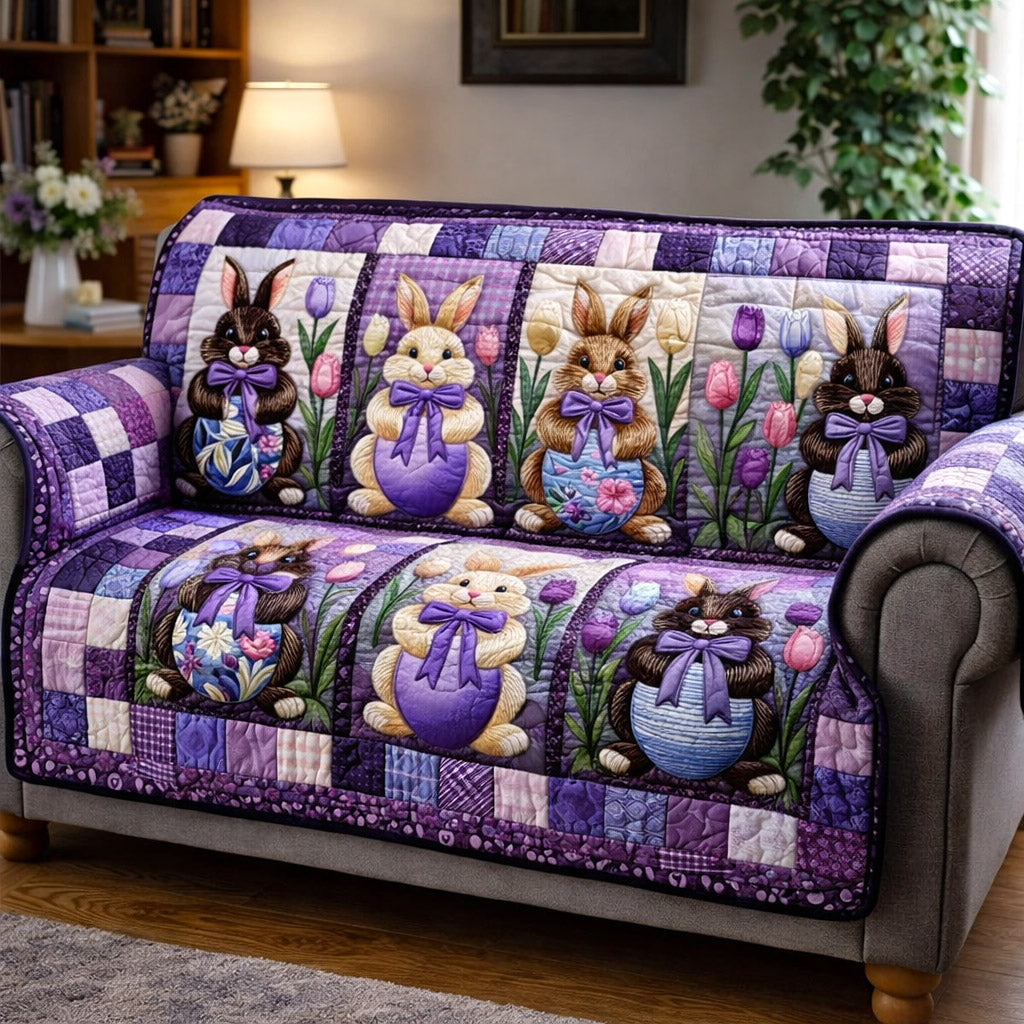 Spring Hopper Quilted Sofa Cover Spring Meadow Couch Cover New Home Gift