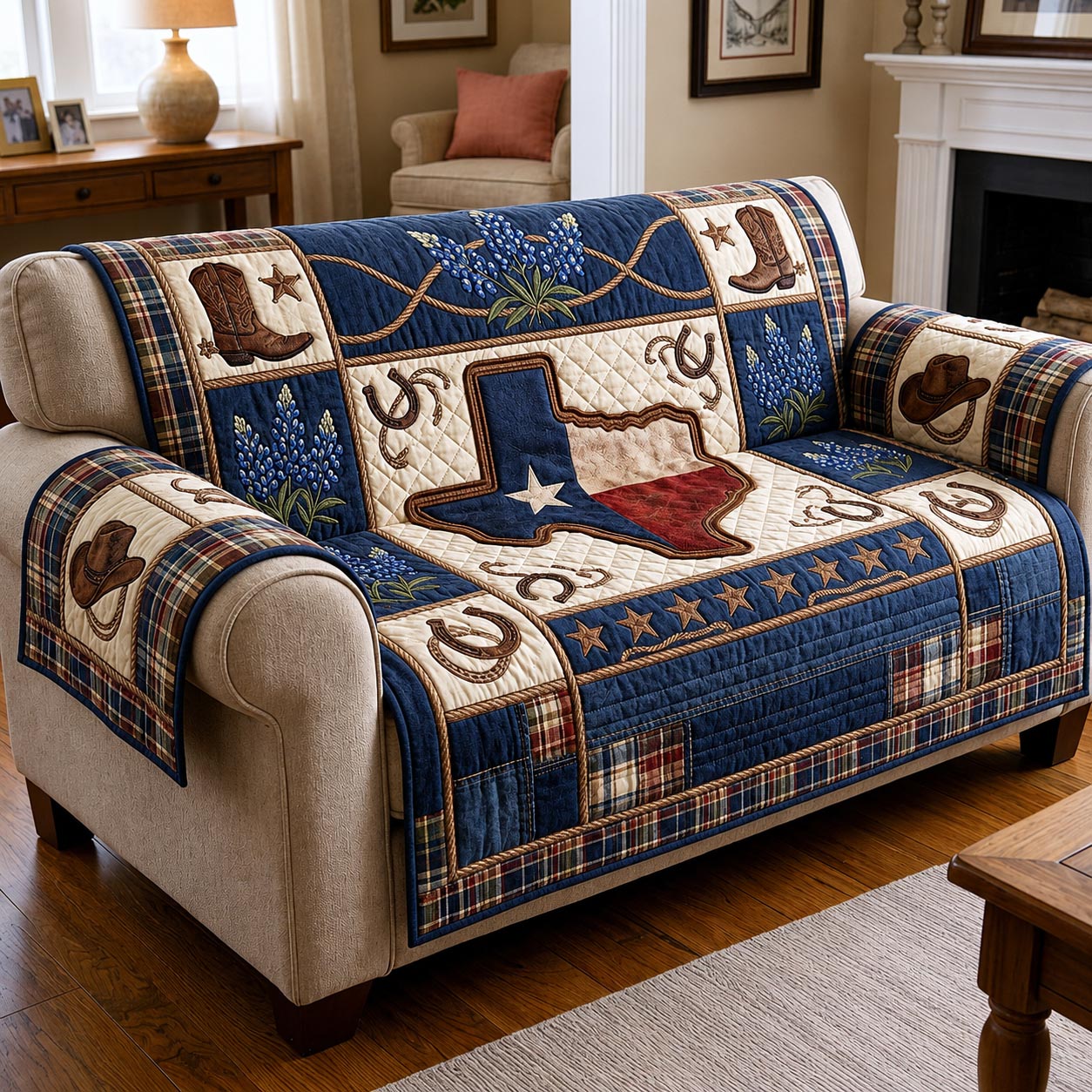 Texas Roots Quilted Sofa Cover Texas Pride Couch Cover Unique Housewarming Gift Ideas