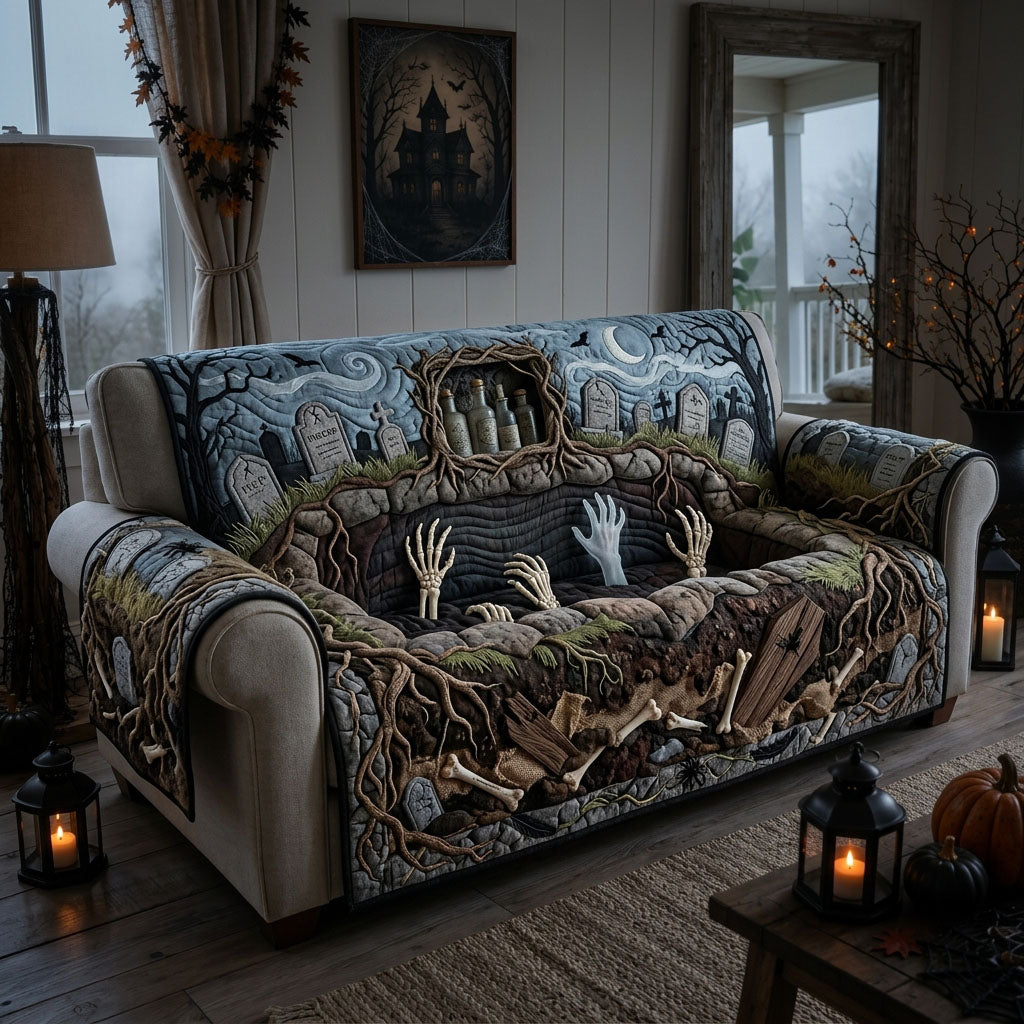 The Grave Quilted Sofa Cover Haunted Grave Couch Cover Cute Room Decor