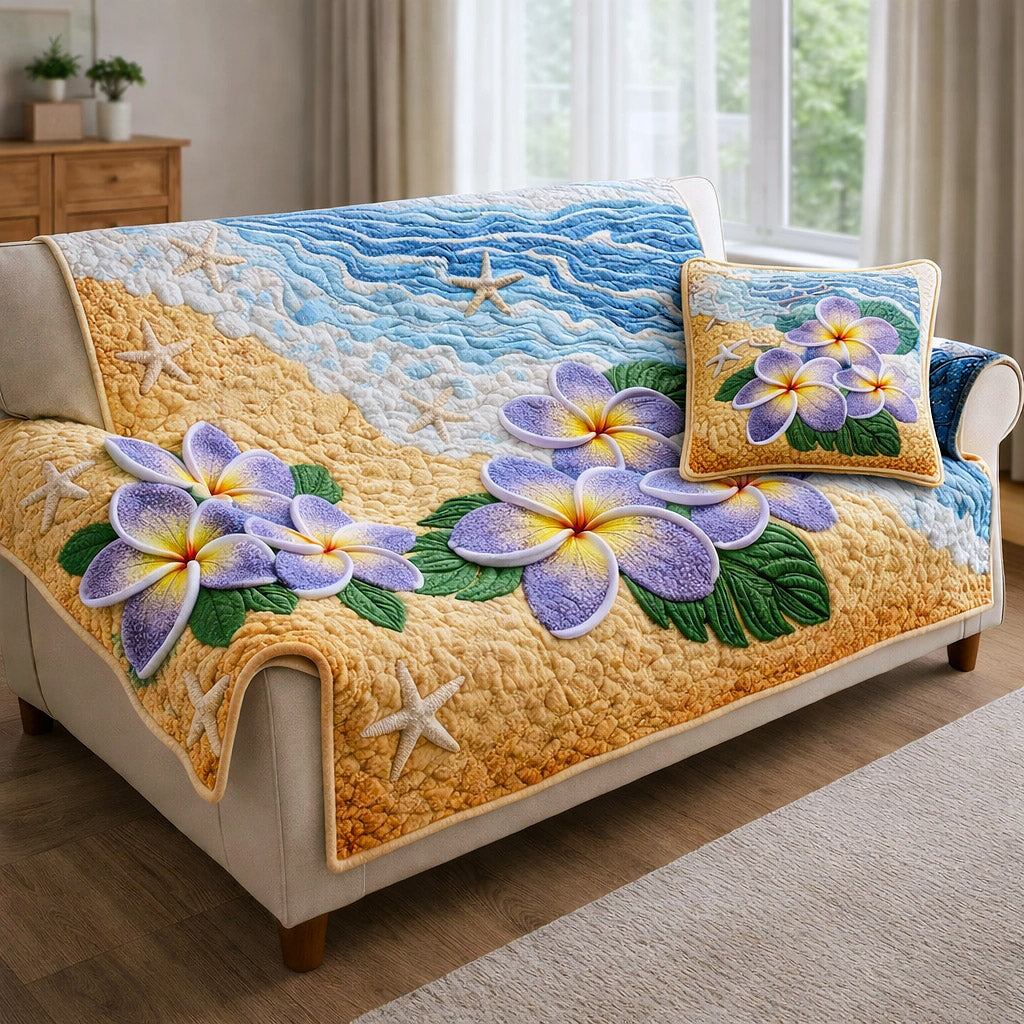 Tropical Bloom Quilted Sofa Cover Island Sunset Couch Cover Great Housewarming Gift Ideas