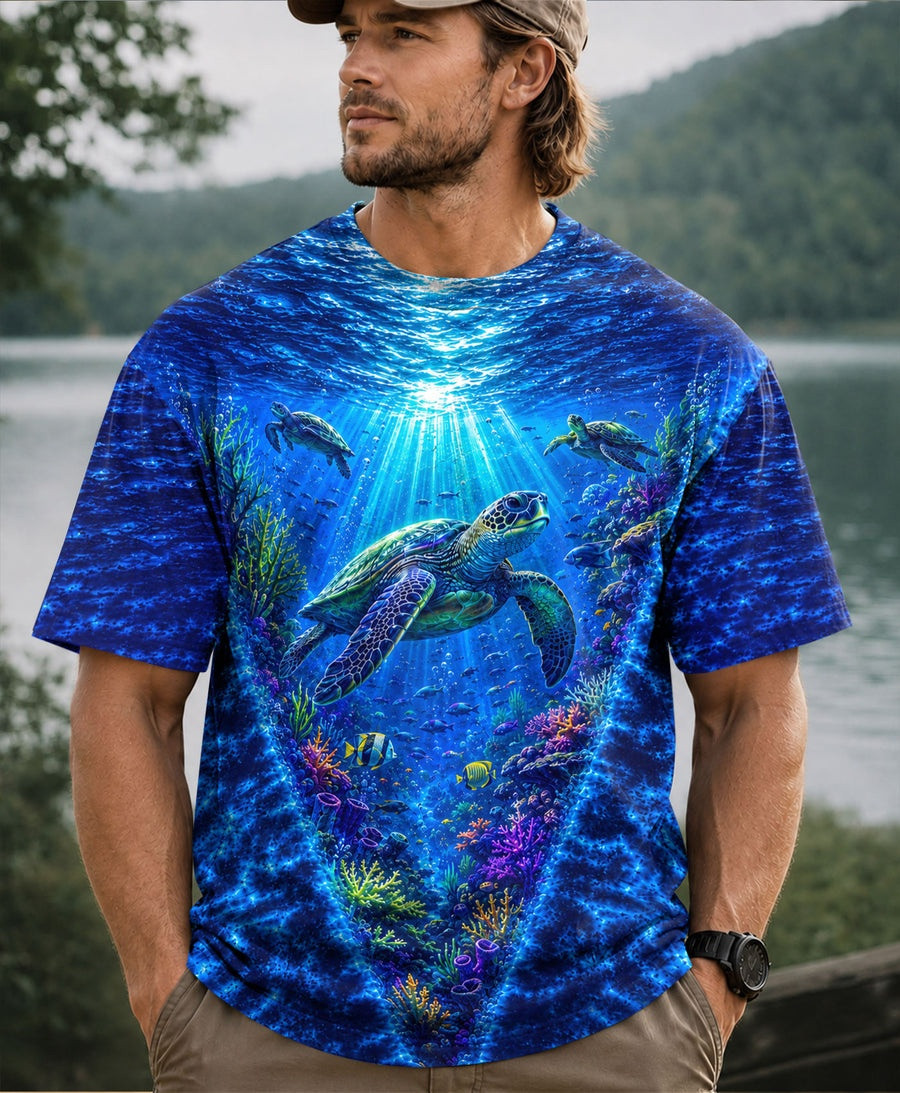 Turtle Go With The Flow T-Shirt Ocean Lovers Clothing Best Gift Ideas - Image 2