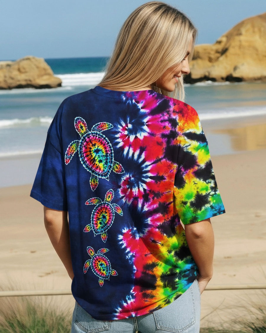 Turtle Waves Swirl Tie Dye T-Shirt Summer Clothing Best Gift For Turtle Lovers - Image 2