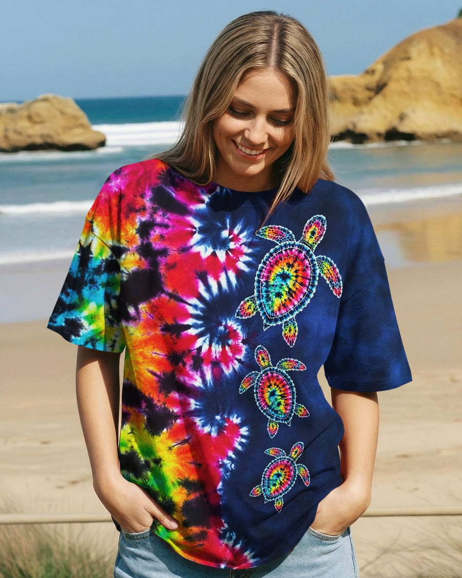 Turtle Waves Swirl Tie Dye T-Shirt Summer Clothing Best Gift For Turtle Lovers
