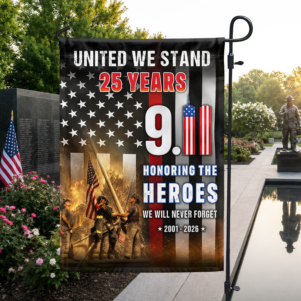 United We Stand 911 Flag Honoring Heroes First Responder 25 Years Decor Gift Ideas