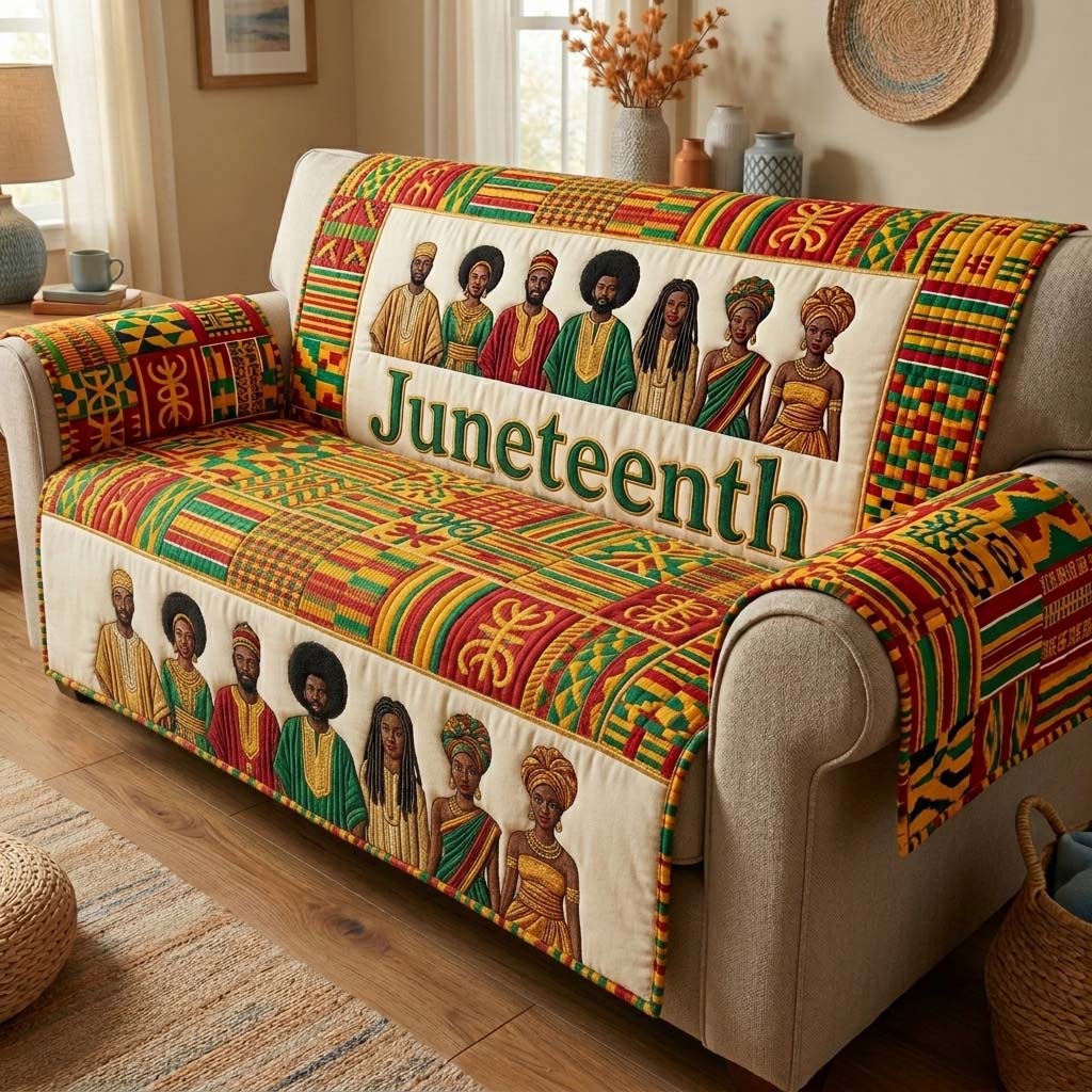 Unity Juneteenth Quilted Sofa Cover Cozy Unity Couch Cover Cool Gift