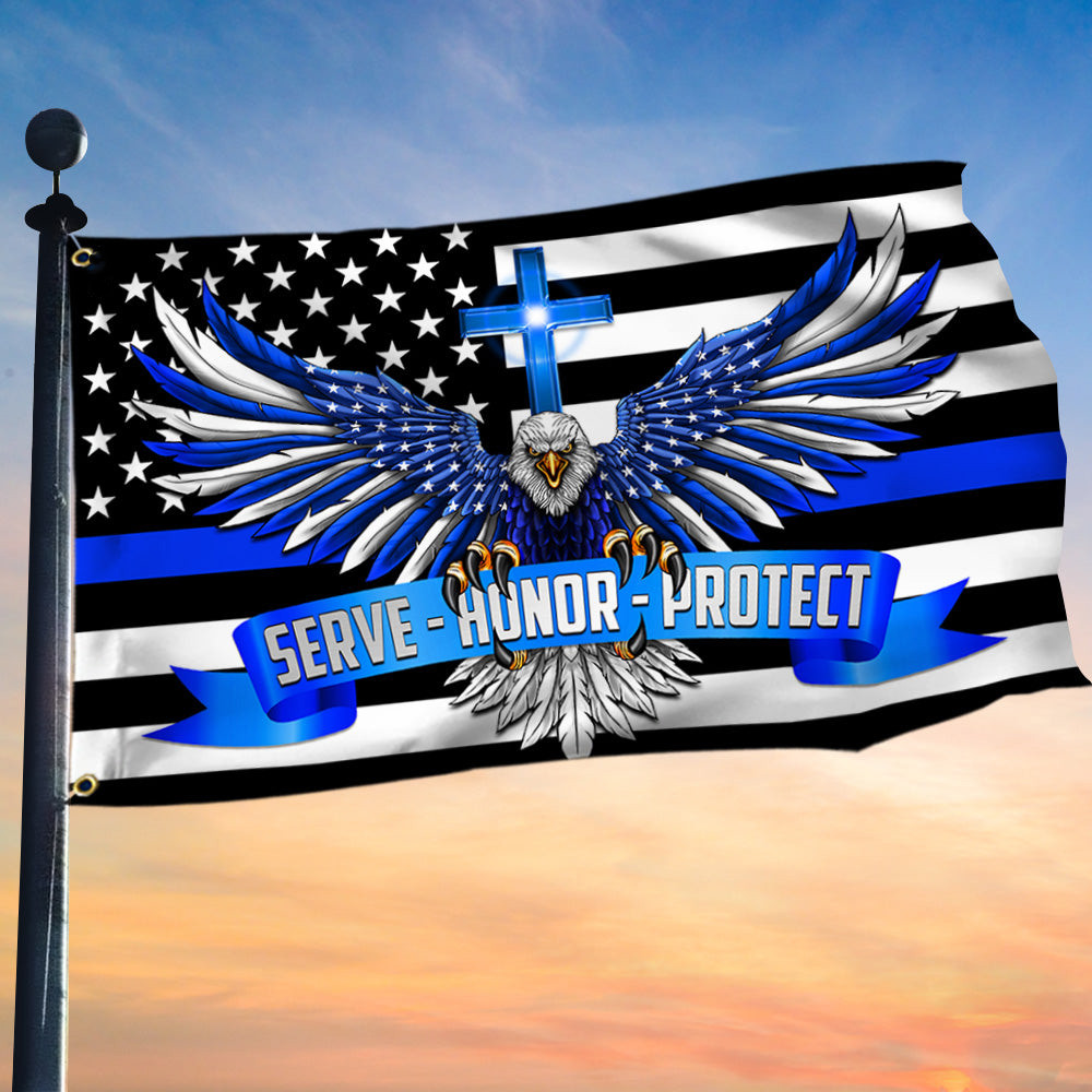 US Patriotic Police Flag Serve Honor Protect American Eagle Flag Gift Ideas
