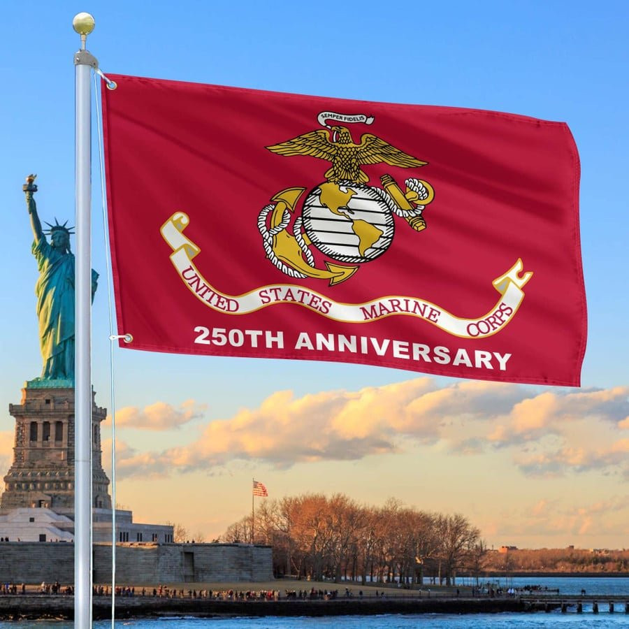 USMC Grommet Flag 250th Anniversary Marine Corps Flag Gifts For Marine Veteran
