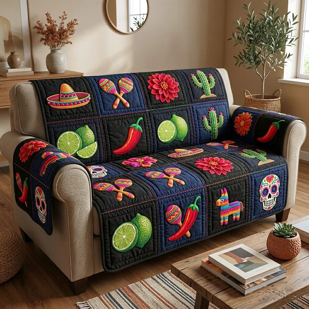 Viva Fiesta Quilted Sofa Cover Colorful Fiesta Couch Cover Top Decor Gift