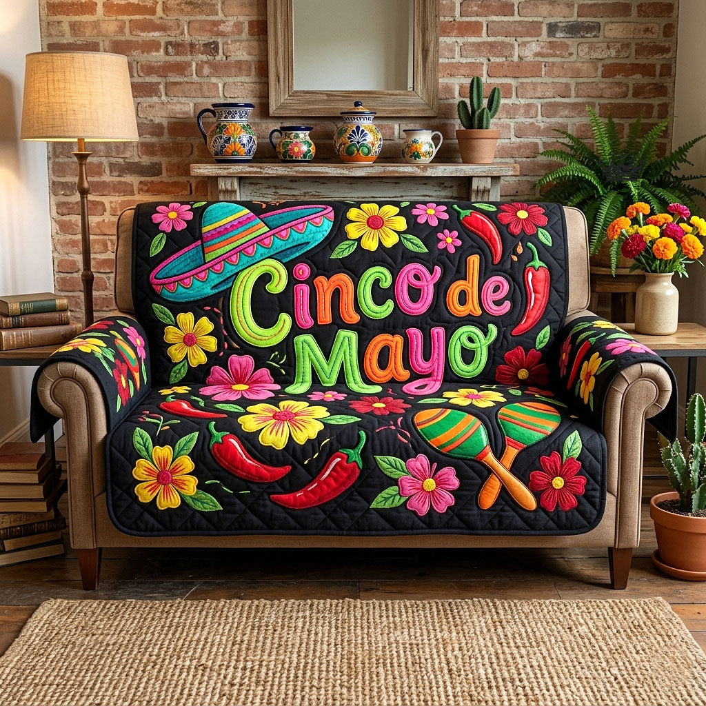 Viva Fiesta Quilted Sofa Cover Fiesta Spirit Couch Cover Cute Room Decor